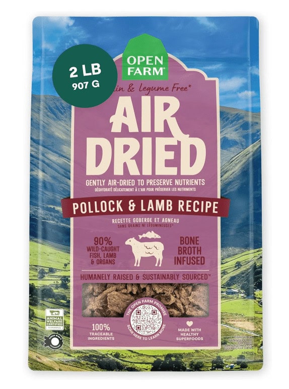 Air dried food for dogs pollock and lamb